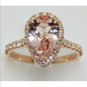 Amazing 1.75 carat 14k diamond & morganite ring